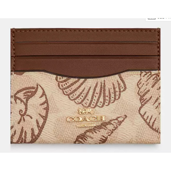 Coach Slim Id Card Case In Signature Canvas With Shell Print In Sand Multi CBL80 - Picture 1 of 3